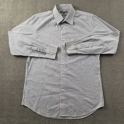 Camisa Uniqlo Adulto Grande Listrada Manga Longa Slim Fit Casual Masculina - Imagem 1 de 4