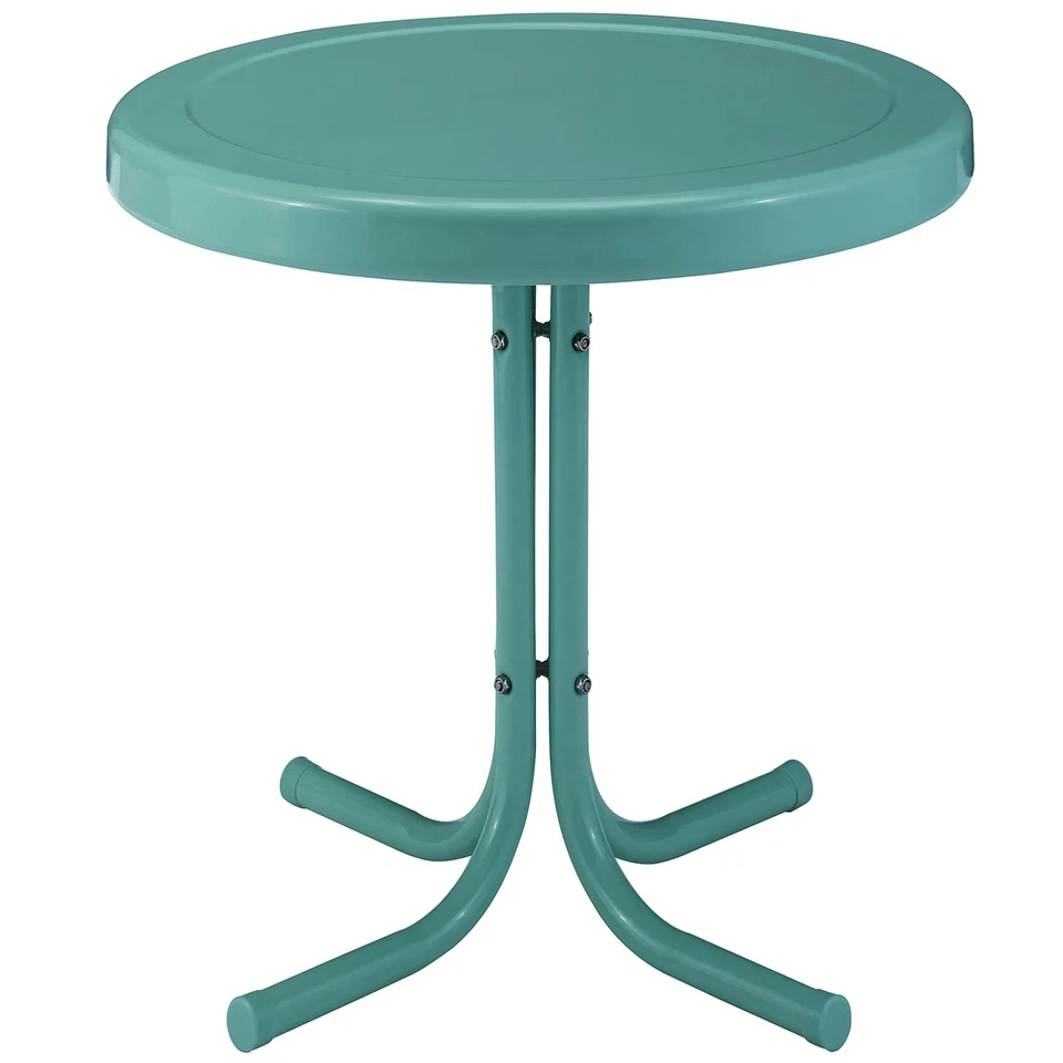 Crosley Furniture Gracie Retro 20-inch Metal Outdoor Side Table - Caribbean Blue