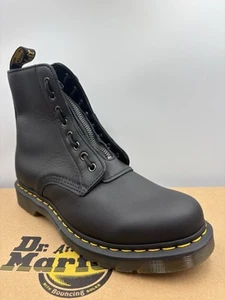 DR MARTENS BLACK  1460 PASCAL NAPPA ZIP FRONT LEATHER  BOOTS SIZE UK 8  EU 42 - Picture 1 of 9