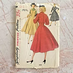 Simplicity 4759, 50s Dress/Jacket, Sz 11/29, Vintage Sewing Pattern, Printed, FF - Picture 1 of 2