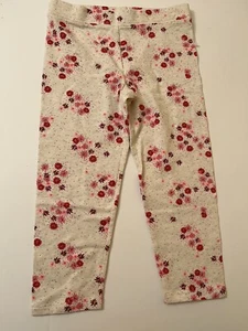 NWOT 8-9 Gap Kids Cotton Stretch Oatmeal/Scarlet Ditsy Print CAPRI PANTS LEGGING - Picture 1 of 3