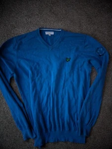 Lyle & Scott Large Light Blue Knitted Jumper Scotland 100% wool Vintage VGC - Picture 1 of 6