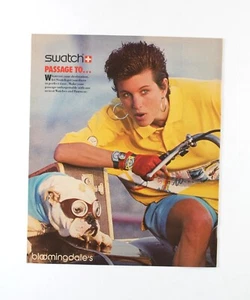 1987 Swatch Watch Print Ad - 80s Fashion Funny Dog - Picture 1 of 1