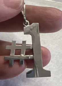Vintage EJ Sterling Silver 925 Large Number One #1 Pendant 1.75” - Picture 1 of 7