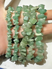 Vintage Green Jade Aventurine Quartz Pebble Bead 3 Stretch Bracelet Necklace SET