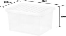 Wham Storage Pack of 1-37 Litre Crystal Plastic Storage Boxes with Lids