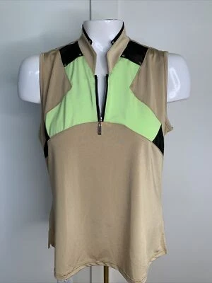 Топ поло для гольфа без рукавов на молнии Jamie Sadock размер M бежевый зеленый 1/4 полиэстер - Изображение 1 из 4