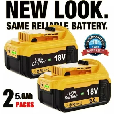 2X For Dewalt 18V 5.0Ah Slide BATTERY XR DCB184 DCB184 DCB182 DCB183 Li-ion NEW.