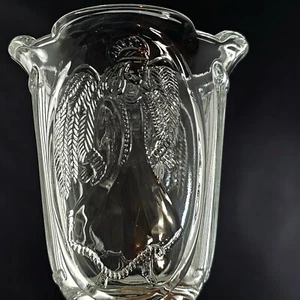 Homco Angel Embossed Glass Sconce Candle Holder pegged 5.5" tulip votive holiday - Picture 1 of 8