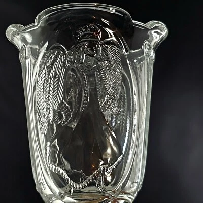 Homco Angel Embossed Glass Sconce Candle Holder pegged 5.5" tulip votive holiday - Image 1 of 4