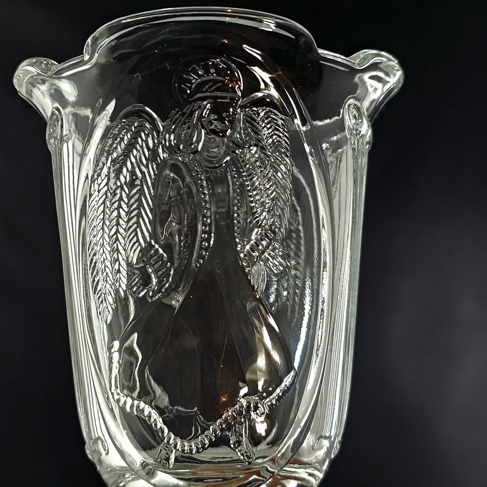 Aplique de vidrio en relieve Homco Angel candelabro pegado 5,5" tulipán vacaciones votivas Foto 1 de 4