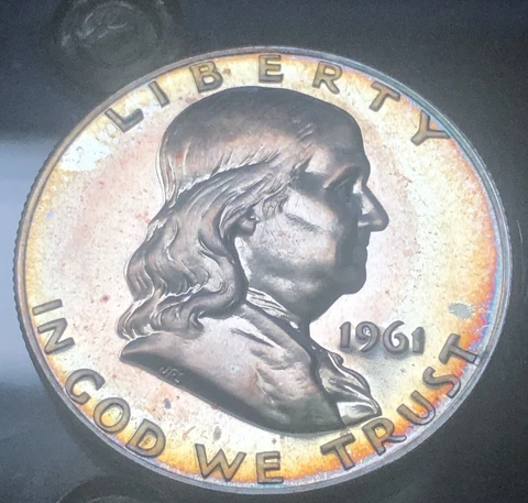 1961 Proof Franklin Half Dollar from Proof Set - 90% Silver Cover