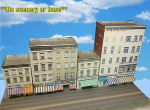 N Scale Buildings - Downtown apartments with shops Cardstock kit set CN017 - Picture 1 of 7