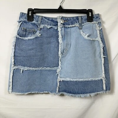 NWT Rue 21 Denim Patchwork Blue Jean Skirt Medium NEW Patch Farmcore Country - Image 1 of 4