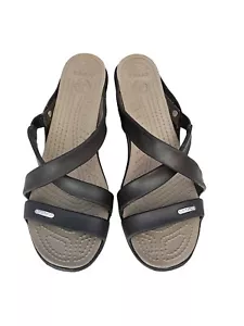 Crocs Cypress IV tacco donna #14558 marrone scarpe sandali cinturino comodi taglia W8 - Foto 1 di 6