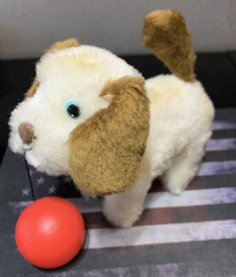 Vintage  Wind Up Dog with Red Ball Tail Spins - Image 1 of 4