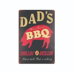 DAD'S BBQ SIGN RETRO VINTAGE BARBECUE DECOR BACKYARD MAN CAVE GARAGE TS178 - Picture 1 of 5