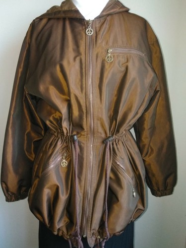 Moschino Jeans Giacca Bomber Bronzo con Cappuccio Taglia Large 13 14