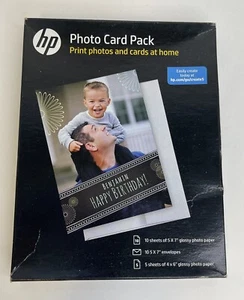 HP Fotokartenpaket 5x7 Papier mit Umschlägen (10), 4x6 Papier (5) SF791A glänzend - Bild 1 von 2