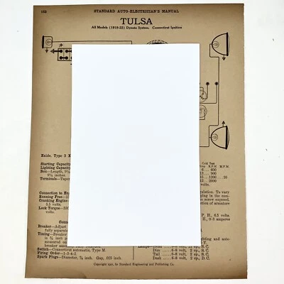 Vtg 1919-22 Tulsa & 1918 34-B Oakland Standard Auto Electrician Manual - Image 1 of 2