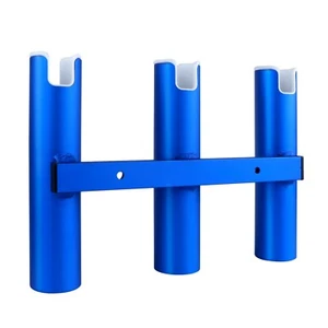 Blue-Aluminium 3 Tubes Marine Boat Fishing Rod Holder Flush Mount 3 Link Rod Pod - Picture 1 of 10