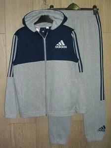 Adidas Jungen grau blau Trikot Jogginghose Jacke Jogging Set Trainingsanzug Alter 13-14 - Bild 1 von 3