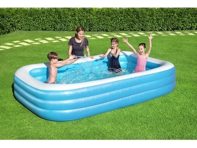 Piscina familiar rectangular de lujo Bestway H2OGO 10' x 6' x 22" - azul Foto 1 de 4