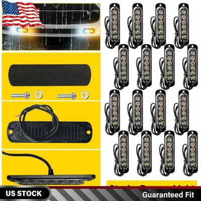 Luz de advertencia de emergencia 16X 6LED ámbar y blanco baliza flash de peligro luz estroboscópica Foto 1 de 4