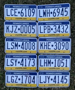 Bulk Lot 10 Pennsylvania dreifarbiges Nummernschild abgelaufen Handwerk VisitPA - Bild 1 von 14