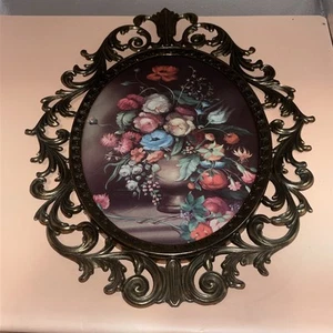 Vintage Italian Ornate Floral Brass Art - Picture 1 of 2
