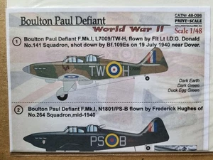 PRINT SCALE 1:48 BOULTON PAUL DEFIANT WWII DECAL 48-096 - Bild 1 von 2