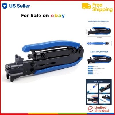 Herramienta de compresión coaxial aleación acero plástico crimpadora coaxial para RG6 RG59 RG11 Foto 1 de 4