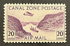 Travelstamps: Canal Zone Stamps Scott #C11, 20 Cent Airmail Issue Mint OG H