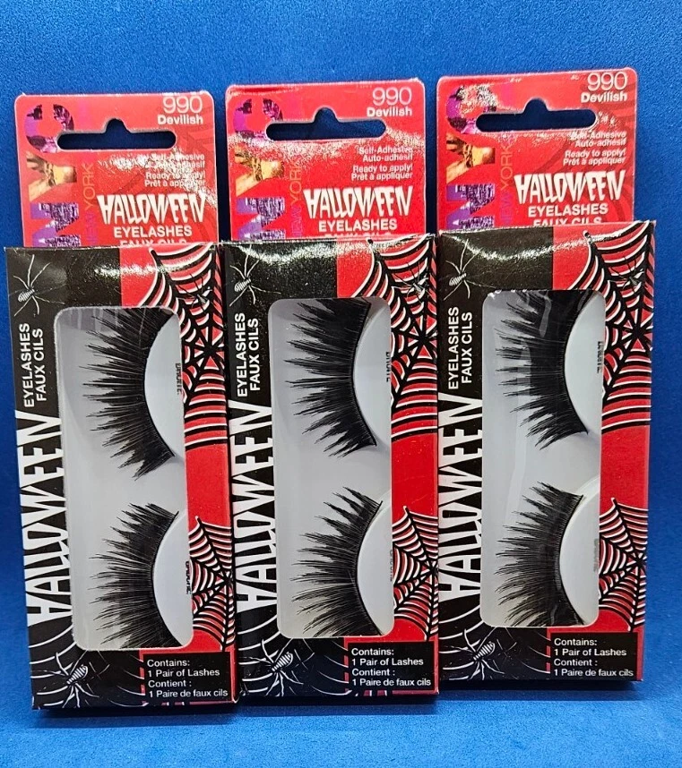 NYC Halloween PESTAÑAS FAUX PESTAÑAS AUTOADHESIVAS 3 pares ∙ 990 DIABLO (LOTE/3) Foto 1 de 1