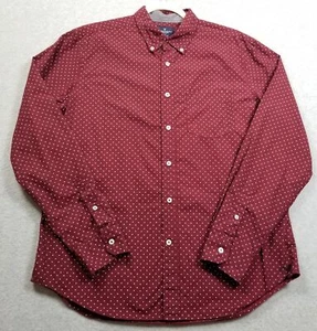 American Eagle Outfitters Button Up Shirt Men’s Large Red White Polka Dot Cotton - Picture 1 of 10