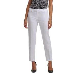 Calvin Klein Damen Mid-Rise Straight-Leg Hose Weiß Slim Fit Größe 14 - Bild 1 von 4