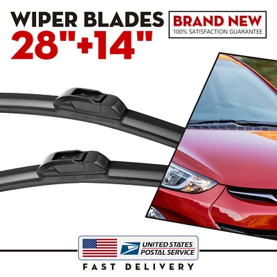 Front Windscreen Wiper Blades Pair 28"+14" All Season For 2014-2018 Kia Forte5 - Изображение 1 из 4