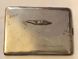 Christmas WWII 1944 High Polished Sterling Silver Cigarette Case - 5.4oz Monos - Picture 1 of 14