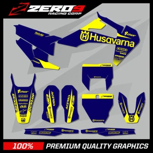 KIT GRÁFICO DE MOTOCROSS HUSQVARNA: TE FE TC FC TX FX BLOCK AZUL / AMARILLO - Imagen 1 de 1