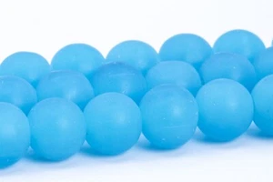 8MM Matte Blue Jade Beads Round Gemstone Loose Beads - Picture 1 of 4