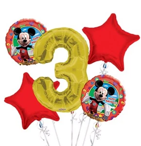 Mickey Mouse Balloon Bouquet 3rd Birthday 5 pcs - Party Supplies - Picture 1 of 1