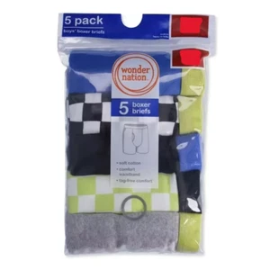 Wonder Nation Boys Cotton Boxer Brief Underwear 5-Pack Size L 10-12 - Picture 1 of 7