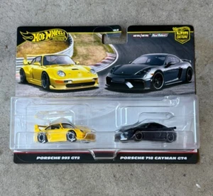 Hot Wheels Premium 2 Pack Porsche 993 GT2/Porsche 718 Cayman GT4 - Picture 1 of 2