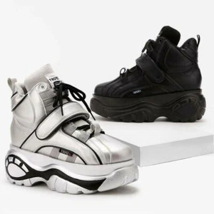 Women's Lace up High Platform Round Toe Athletic Sneakers Shoes Trainers Shoes B - Picture 1 of 17