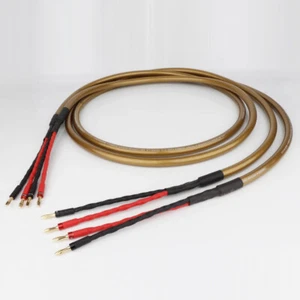 Pair 10AWG OCC Cord with Gold Plated Banana HiFi Audio Shielding Speaker Cable - Picture 1 of 6