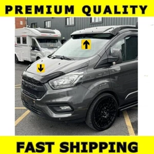 2IN1 FORD TRANSIT CUSTOM 2018-2023 SUNVISOR SUN VISOR & BONNET DEFLECTOR GUARD - Picture 1 of 5