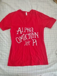 Camiseta Alpha Omicron Pi AOII Roja Ropa Americana Nueva Sin Etiquetas, Talla Pequeña - Imagen 1 de 4