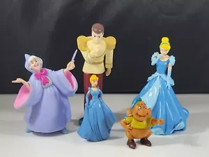 Disney PVC Figures Dolls Cake Topper Cinderella Prince Fairy Godmother Gus LOT - Picture 1 of 5