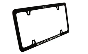 Ford Explorer with Logo Black Coated Zinc Metal License Plate Frame 4 Hole - Picture 1 of 4