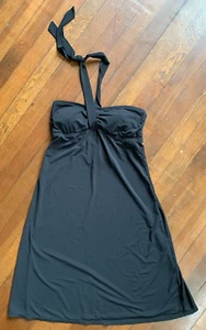 Jantzen Halter Swim Top Coverup Dress M Black Built in Cups Beach Vacation - Picture 1 of 10